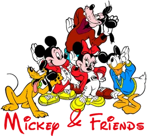 Mickeyand Friends Group PNG image