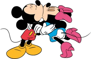 Mickeyand Minnie Kissing Cartoon PNG image
