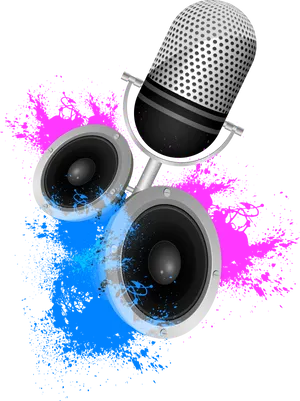 Microphoneand Speakerswith Color Splash PNG image