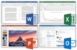 Microsoft Office Applications Collage PNG image