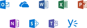 Microsoft Office365 App Icons PNG image