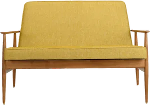 Mid Century Modern Yellow Sofa PNG image