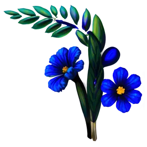 Midnight Blue Flowers PNG 74