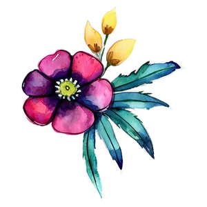 Midnight Watercolor Flower PNG Doi PNG