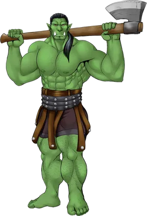 Mighty Orc Warriorwith Axe PNG
