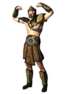 Mighty Spartan Warrior Flexing PNG image