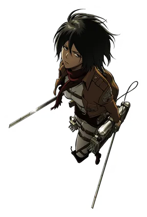 Mikasa Ackerman Readyfor Battle PNG image