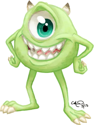 Mike Wazowski Smiling Pose PNG image