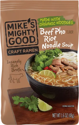 Mikes Mighty Good Beef Pho Ramen Package PNG image