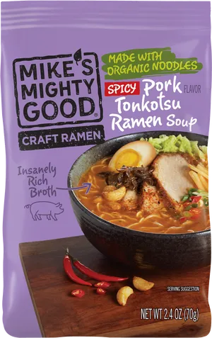 Mikes Mighty Good Spicy Pork Tonkotsu Ramen Package PNG image