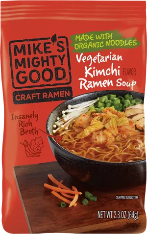 Mikes Mighty Good Vegetarian Kimchi Ramen Package PNG image