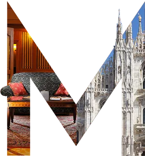 Milan Duomoand Luxury Hotel Room Contrast PNG image