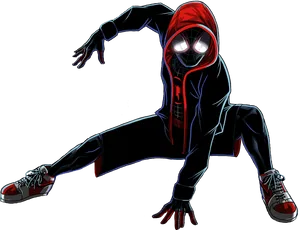 Miles Morales Spiderman Crouching Pose PNG image