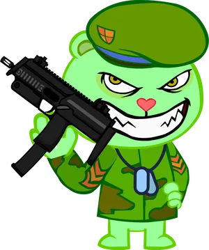 Militant Green Cartoon Character PNG image