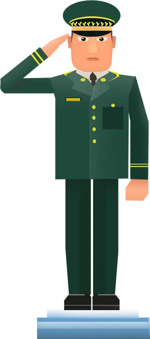 Military Officer Saluting Vector PNG image