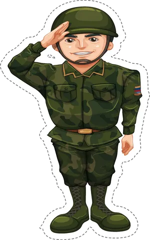 Military Salute Cartoon Character PNG image