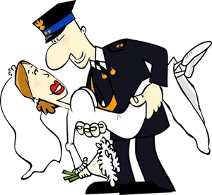 Military Wedding Cartoon Illustration PNG image