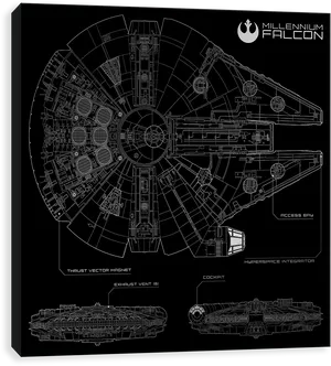 Millennium Falcon Blueprint PNG image