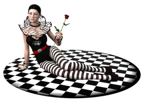 Mime Artistwith Roseon Checkered Floor