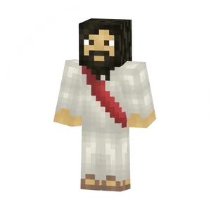 Minecraft_ Character_in_ White_ Robe_with_ Red_ Tie PNG image