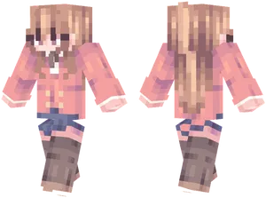 Minecraft Character Model Frontand Back PNG image