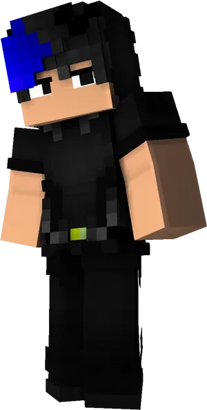 Minecraft_ Character_ With_ Blue_ Hair