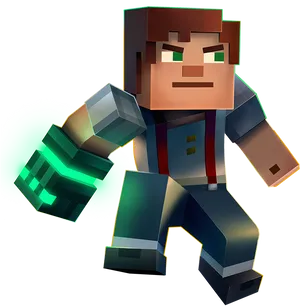 Minecraft Character With Green Glow PNG image