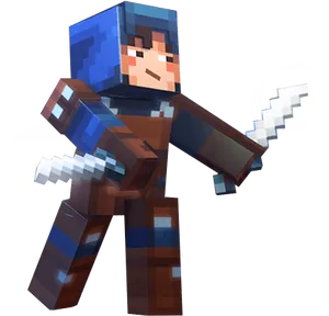 Minecraft Character With Sword PNG image