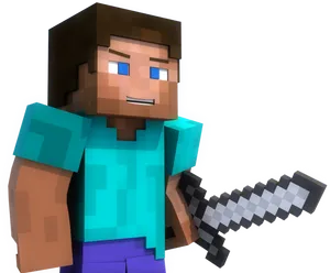 Minecraft Character With Sword PNG image
