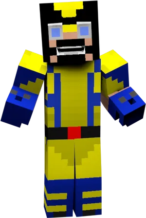 Minecraft Characterin Blueand Yellow PNG image