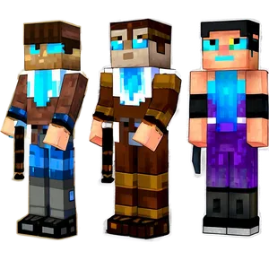 Minecraft Characters In Action Png Yax41 PNG image