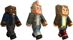 Minecraft Characters Trio Walking PNG image