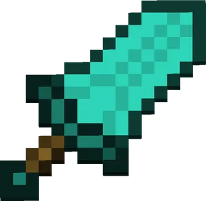 Minecraft Diamond Sword Pixel Art PNG