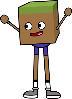 Minecraft Grass Block Character Cartoon PNG image
