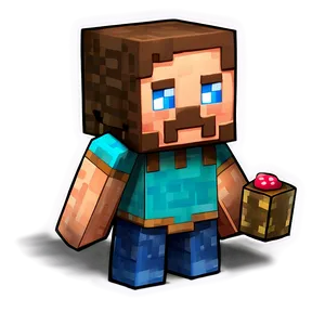 Minecraft Steve With Cake Png 05232024 PNG image