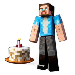 Minecraft Steve With Cake Png Uyy PNG image