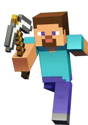 Minecraft Steve With Pickaxe PNG image