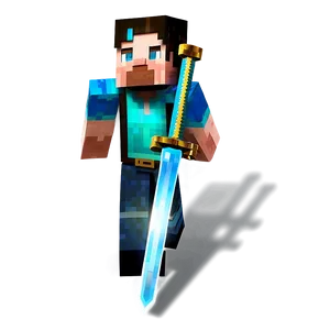 Minecraft Steve With Sword Png Qgy PNG image