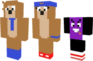 Minecraft Style Animal Characters PNG image