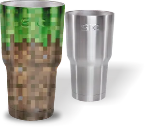 Minecraft Themedand Stainless Steel Tumblers PNG image
