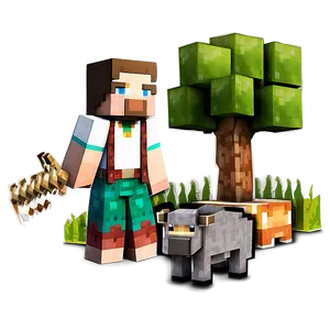 Minecraft Villager With Animals Png Fvs20 PNG image