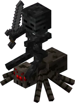 Minecraft_ Wither_ Skeleton_and_ Spider.png PNG image