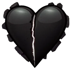Minimalist Black Broken Heart PNG Guk