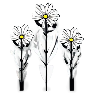 Minimalist Black White Flowers Png 75 PNG image