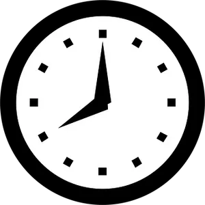 Minimalist Blackand White Clock PNG image