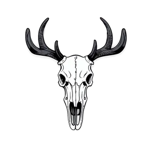 Minimalist Deer Skull Outline PNG Sie