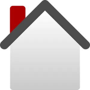 Minimalist House Iconwith Red Chimney
