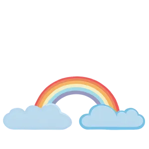 Minimalist Rainbow With Clouds PNG 06282024
