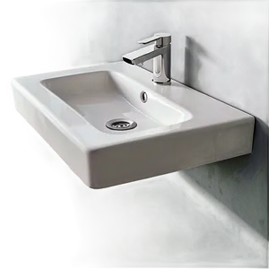 Minimalist Wall-mounted Sink Png 05242024 PNG image