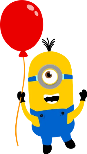 Minion With Red Balloon PNG image